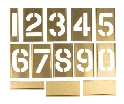 Deezio 3 Inch Brass Number Stencils Numbers and Punctuations Stencil Kit 15 Piece Set 